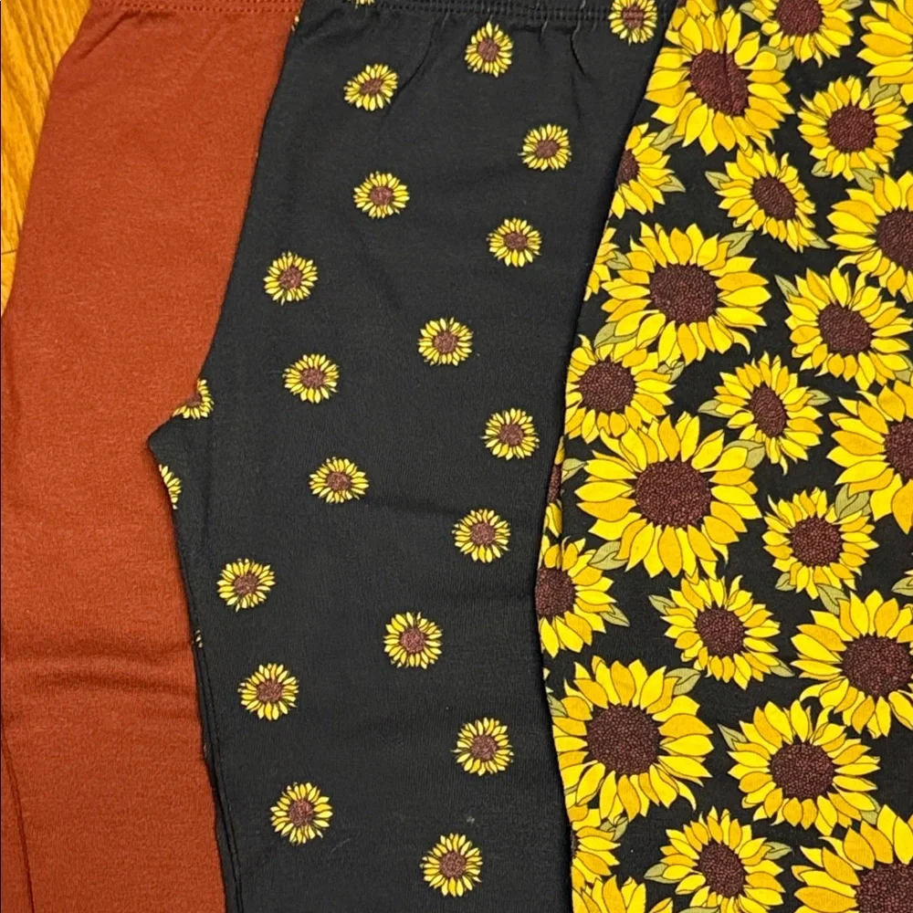 The Children's Place Sunflower and Solid Leggings Trio NWOT
